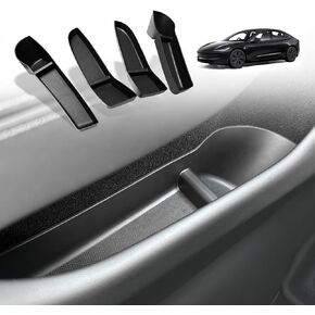 BestEvMod for Refreshed Model 3 Highland Door Side Handle Storage Box Armrest Tray TPE Organizer Anti-Slip Easy to Clean Set of 4 Compatible with 2024 Refreshed Tesla Model 3 Highland Accessories