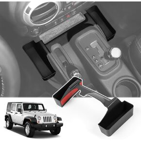 for Wrangler JK Gear Shift Organizer Tray, Center Console Storage Pocket for Jeep Wrangler JK JKU 2011-2017 Interior Accessories Black