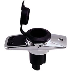 Perko 10603B0DP Chrome-Plated 3-Pin Plug-In Light Base with 5° Rake - 3.75" x 1.75" Base