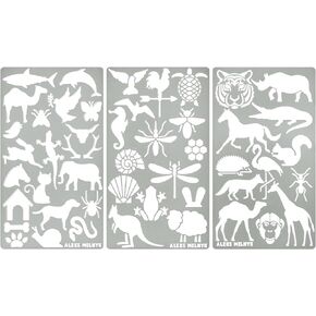Aleks Melnyk No.43 Metal Stencils, Small Animals, Woodland, Pets, Cat, Dog, Fox, Lizard, Sea Ocean Animals, Kit 3 PCS, Templates for Wood Burning, Engraving, Crafting, Bullet Journaling, Scrapbook