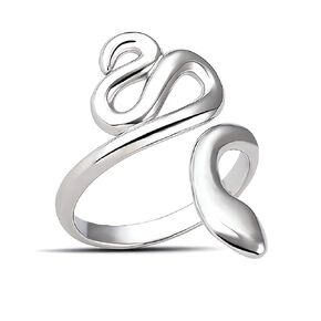 Open Stacking Snake Rings for women Snake Ring Love Heart Adjustable Finger Rings for Women Girl Jewelry Gift (silver)