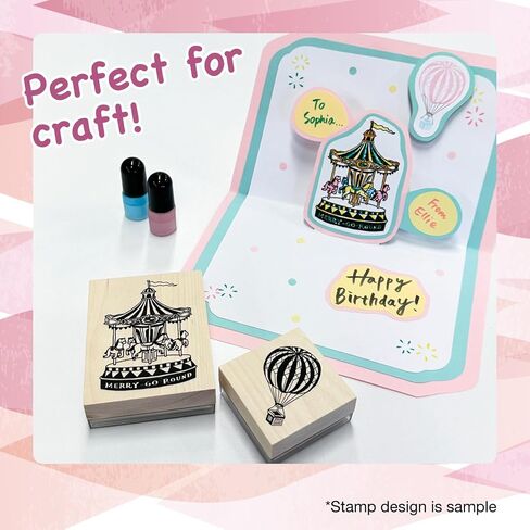 Colour Palette Stamper [Gramophone] W 2-13/16" x L 3-8/7" 72mm x 93mm, Pre-Inked Wooden Stamper for Craft Color Changeable Pigment Ink in Saudi Arabia