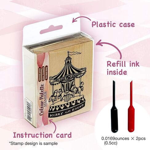 Colour Palette Stamper [Gramophone] W 2-13/16" x L 3-8/7" 72mm x 93mm, Pre-Inked Wooden Stamper for Craft Color Changeable Pigment Ink in Saudi Arabia