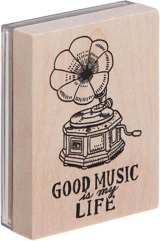Colour Palette Stamper [Gramophone] W 2-13/16" x L 3-8/7" 72mm x 93mm, Pre-Inked Wooden Stamper for Craft Color Changeable Pigment Ink in Saudi Arabia