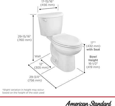 American Standard 607CA001.020 Colony 3 مرحاض مكون من قطعتين مع مقعد بطيء الإغلاق وحلقة شمع، واجهة ممدودة، ارتفاع قياسي، أبيض، 1.28 gpf in Kuwait