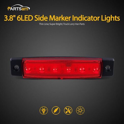 Partsam 10 قطع حمراء 6 مصابيح LED للتخليص الجانب الخلفي لشاحنة المقطورة والتخييم RV والدراجة النارية، مقاومة للماء، 12 فولت in Saudi Arabia
