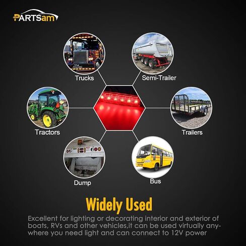 Partsam 10 قطع حمراء 6 مصابيح LED للتخليص الجانب الخلفي لشاحنة المقطورة والتخييم RV والدراجة النارية، مقاومة للماء، 12 فولت in Saudi Arabia