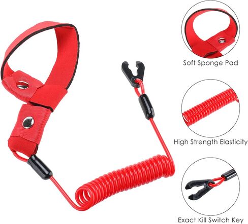 Kill Switch Lanyard, Kill Safety Lanyard, Start Stop Lanyard, Fits for Yamaha Jet Ski WaveRunner WaveVenture WaveRaider WaveJammer WaveBlaster FX140, Replacement of EW2-68348-00-00 (4) in Kuwait