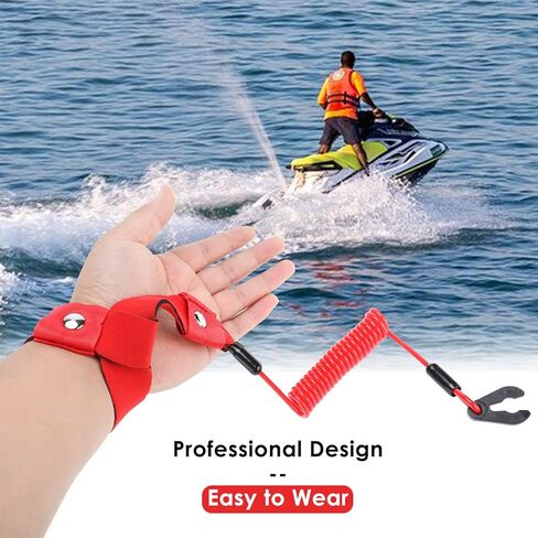 Kill Switch Lanyard, Kill Safety Lanyard, Start Stop Lanyard, Fits for Yamaha Jet Ski WaveRunner WaveVenture WaveRaider WaveJammer WaveBlaster FX140, Replacement of EW2-68348-00-00 (4) in Kuwait