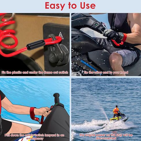 Kill Switch Lanyard, Kill Safety Lanyard, Start Stop Lanyard, Fits for Yamaha Jet Ski WaveRunner WaveVenture WaveRaider WaveJammer WaveBlaster FX140, Replacement of EW2-68348-00-00 (4) in Kuwait