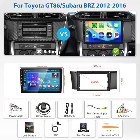 2G 64G Radio for Toyota GT86 / Subaru BRZ 2012-2016 Android Car Stereo CarPlay Android Auto, Rimoody 9 Inch Touchscreen Mirror Link Bluetooth FM/RDS GPS WiFi SWC Backup Camera in Saudi Arabia