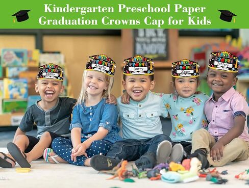 SICOHOME Kids Kindergarten Graduation Cap 24pcs Adjustable Paper Graduation Hats Preschool Graduation Cap Decorations in Saudi Arabia