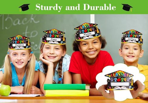 SICOHOME Kids Kindergarten Graduation Cap 24pcs Adjustable Paper Graduation Hats Preschool Graduation Cap Decorations in Saudi Arabia