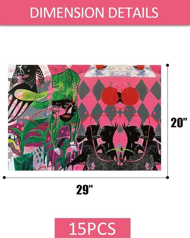 ورق مناديل مطبوع ملون من Gcardist 15 ورقة من ورق مناديل Decoupage الزخرفية الملونة مقاس 20 × 29 بوصة لتغليف أكياس الهدايا، وتزيين الحفلات الفنية (رصف فني، حجم كبير) in Saudi Arabia