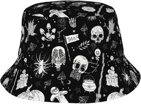 Halloween Skull Bucket Hats Fashion Summer Sun Cap Packable Outdoor Fisherman Hat for Women and Men in Saudi Arabia