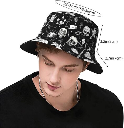 Halloween Skull Bucket Hats Fashion Summer Sun Cap Packable Outdoor Fisherman Hat for Women and Men in Saudi Arabia