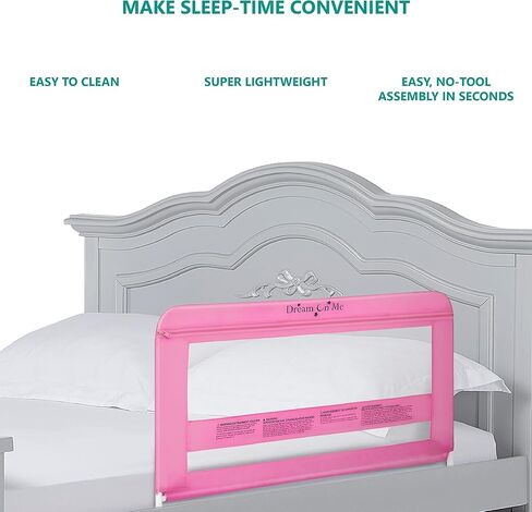 Dream On Me Lilibet Mesh Safety Bed Rail in Pink for Twin, Full and Queen Size Bed, Bed Rail for Toddler in Saudi Arabia