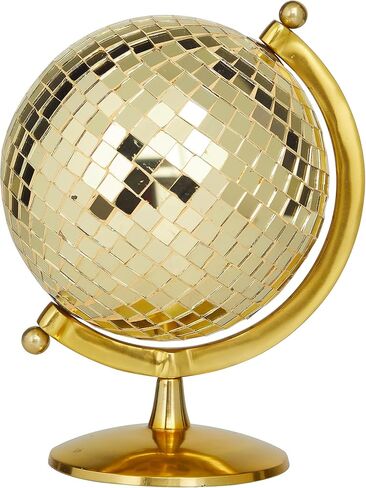 The Novogratz Stainless Steel Disco Ball Style Globe, 8" x 7" x 10", Gold in Kuwait