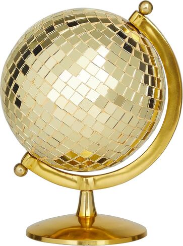 The Novogratz Stainless Steel Disco Ball Style Globe, 8" x 7" x 10", Gold in Kuwait