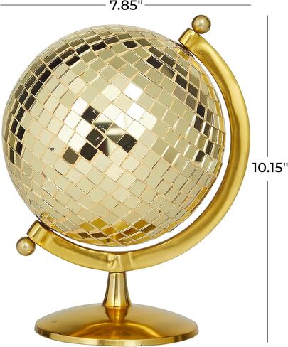 The Novogratz Stainless Steel Disco Ball Style Globe, 8" x 7" x 10", Gold in Kuwait