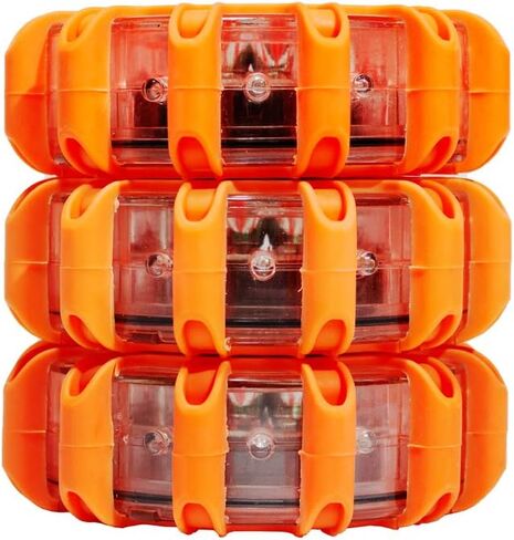 مصابيح SpeedTech مكونة من 3 عبوات مكونة من 15 قرص مضيئة للتحذير من أضواء الطرق في حالات الطوارئ للسيارة والشاحنة والدراجة ومركبات RV - مجموعة الطوارئ على الطريق - بطارية AAA وحقيبة حمل متضمنة - السلامة in Kuwait