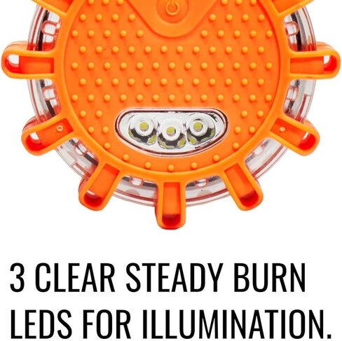 مصابيح SpeedTech مكونة من 3 عبوات مكونة من 15 قرص مضيئة للتحذير من أضواء الطرق في حالات الطوارئ للسيارة والشاحنة والدراجة ومركبات RV - مجموعة الطوارئ على الطريق - بطارية AAA وحقيبة حمل متضمنة - السلامة in Kuwait