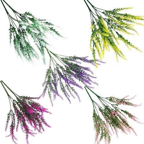 10 Bundles Artificial Flowers Colorful Lavender Plastic Plants UV Resistant Shrubs Outside Indoor Home Kitchen Wedding Decorations 1 in Saudi Arabia