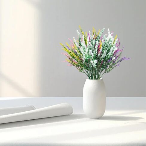 10 Bundles Artificial Flowers Colorful Lavender Plastic Plants UV Resistant Shrubs Outside Indoor Home Kitchen Wedding Decorations 1 in Saudi Arabia