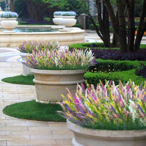 10 Bundles Artificial Flowers Colorful Lavender Plastic Plants UV Resistant Shrubs Outside Indoor Home Kitchen Wedding Decorations 1 in Saudi Arabia