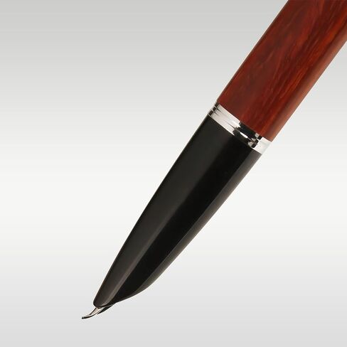 Wooden Fountain Pen with Bent Nib, Lightweight Classic-Designed Fude Pen for Calligraphy, Art Drawing and Smooth Writing, Includes 5 Black Ink Cartridges, Ink Refill Converter, Gift Box in Saudi Arabia