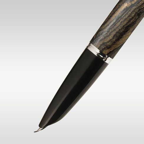 Wooden Fountain Pen with Bent Nib, Lightweight Classic-Designed Fude Pen for Calligraphy, Art Drawing and Smooth Writing, Includes 5 Black Ink Cartridges, Ink Refill Converter, Gift Box in Saudi Arabia