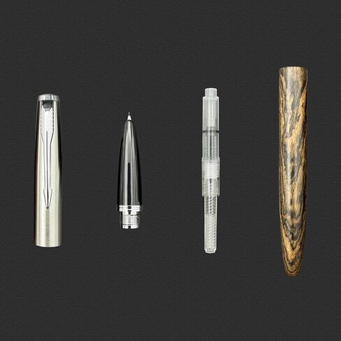 Wooden Fountain Pen with Bent Nib, Lightweight Classic-Designed Fude Pen for Calligraphy, Art Drawing and Smooth Writing, Includes 5 Black Ink Cartridges, Ink Refill Converter, Gift Box in Saudi Arabia