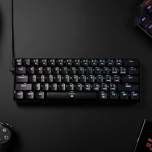 لوحة مفاتيح ألعاب Redragon K630 Dragonborn 60% سلكية RGB مغناطيسية، 61 مفتاحًا لوحة مفاتيح ميكانيكية مدمجة مع دعم السائق الاحترافي، أسود in Saudi Arabia