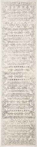 سجادة SAFAVIEH Tulum Collection - 2' x 5'، عاجي ورمادي، تصميم بوهو المغربي المتعثر، لا يتساقط ويسهل العناية به، مثالي للمناطق ذات حركة المرور العالية في المدخل، غرفة المعيشة، غرفة النوم (TUL271A) in Saudi Arabia