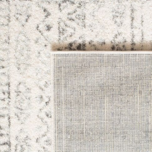 سجادة SAFAVIEH Tulum Collection - 2' x 5'، عاجي ورمادي، تصميم بوهو المغربي المتعثر، لا يتساقط ويسهل العناية به، مثالي للمناطق ذات حركة المرور العالية في المدخل، غرفة المعيشة، غرفة النوم (TUL271A) in Saudi Arabia