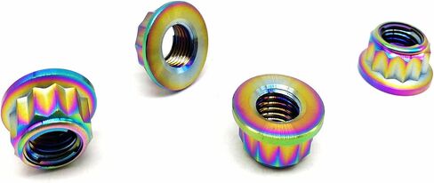 RISON Titanium Bi-Hex Sprocket Nut 12PT Flange Lock nut Titanium Metal Lock nut Pack of 5 (M8x1.25mm,Burnt Blue) in Saudi Arabia