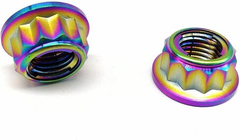 RISON Titanium Bi-Hex Sprocket Nut 12PT Flange Lock nut Titanium Metal Lock nut Pack of 5 (M8x1.25mm,Burnt Blue) in Saudi Arabia