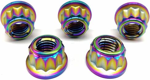 RISON Titanium Bi-Hex Sprocket Nut 12PT Flange Lock nut Titanium Metal Lock nut Pack of 5 (M8x1.25mm,Burnt Blue) in Saudi Arabia