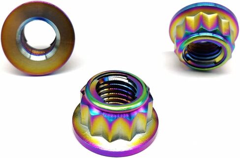 RISON Titanium Bi-Hex Sprocket Nut 12PT Flange Lock nut Titanium Metal Lock nut Pack of 5 (M8x1.25mm,Burnt Blue) in Saudi Arabia