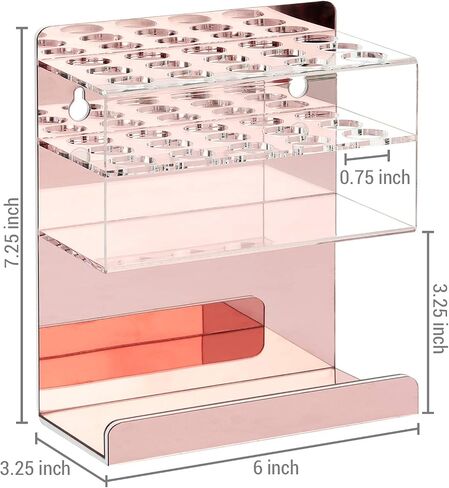 MyGift Wall Mounted Dry Erase Marker Holder, Premium Rose Gold and Clear Acrylic Whiteboard Accessories Storage Rack with 15 Slots for Markers & Bottom Tray Eraser Holder in Saudi Arabia