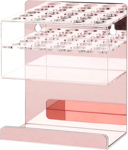 MyGift Wall Mounted Dry Erase Marker Holder, Premium Rose Gold and Clear Acrylic Whiteboard Accessories Storage Rack with 15 Slots for Markers & Bottom Tray Eraser Holder in Saudi Arabia