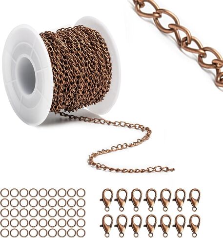 Lemonkey 33 Feet Metal Black Necklace Chains Curb Links Chains Bulk for Jewelry Making DIY Craft Kit with Lobster Clasps Jump Rings in Saudi Arabia