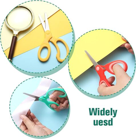 96 قطعة من مقصات الأطفال من الفولاذ المقاوم للصدأ مقصات السلامة ذات الرأس الحاد لمستلزمات الفصول الدراسية المنزلية والمدرسة الحرفية (الأحمر والأخضر والأصفر) in Kuwait