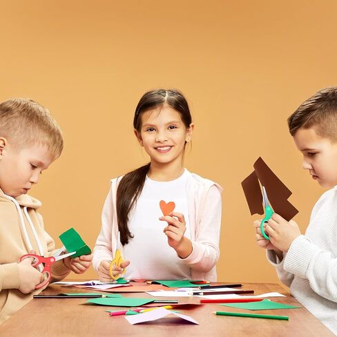 96 قطعة من مقصات الأطفال من الفولاذ المقاوم للصدأ مقصات السلامة ذات الرأس الحاد لمستلزمات الفصول الدراسية المنزلية والمدرسة الحرفية (الأحمر والأخضر والأصفر) in Kuwait