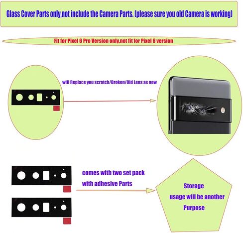 (عبوة من قطعتين) مجموعة عدسات واقية بديلة للكاميرا الخلفية Pixel 6 pro لهاتف Google Pixel 6 pro 5G 6.71 بوصة (لا تناسب Pixel 6) in Kuwait