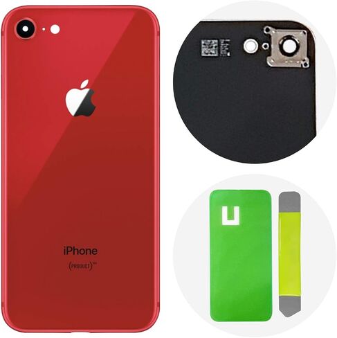 أفضل غطاء زجاجي خلفي لهاتف iPhone 8 Plus من OEM، بديل ولاصق لباب البطارية، إطار كاميرا مثبت مسبقًا لهاتف iPhone 8 Plus أداة إصلاح جميع الحاملات (أحمر) in Saudi Arabia