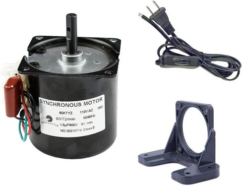 60KTYZ 110V 60-72RPM المغناطيس الدائم محرك تروس متزامن مع كتيفة ثابتة وقابس مفتاح سلك الطاقة in Kuwait