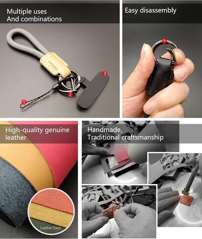 Handmade Cowhide Leather Short Keychain,Car Key Chain Accessories,Keychains for Women And Men,Cell Phone Lanyard in Saudi Arabia