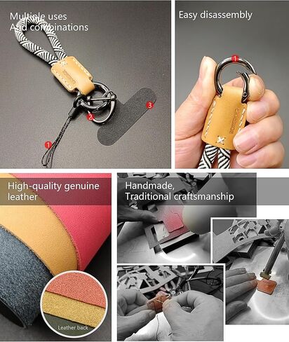 Handmade Cowhide Leather Short Keychain,Car Key Chain Accessories,Keychains for Women And Men,Cell Phone Lanyard in Saudi Arabia