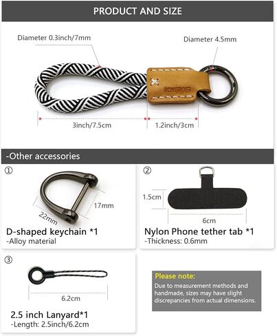 Handmade Cowhide Leather Short Keychain,Car Key Chain Accessories,Keychains for Women And Men,Cell Phone Lanyard in Saudi Arabia